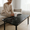 Marble-Effect Coffee Table with Round Metal Legs