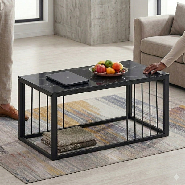 Marble-Effect Tabletop: Stylish Coffee Table Design