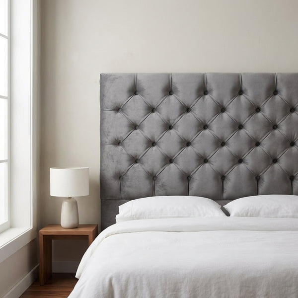 Grey Diamond Tufted Upholstered Headboard