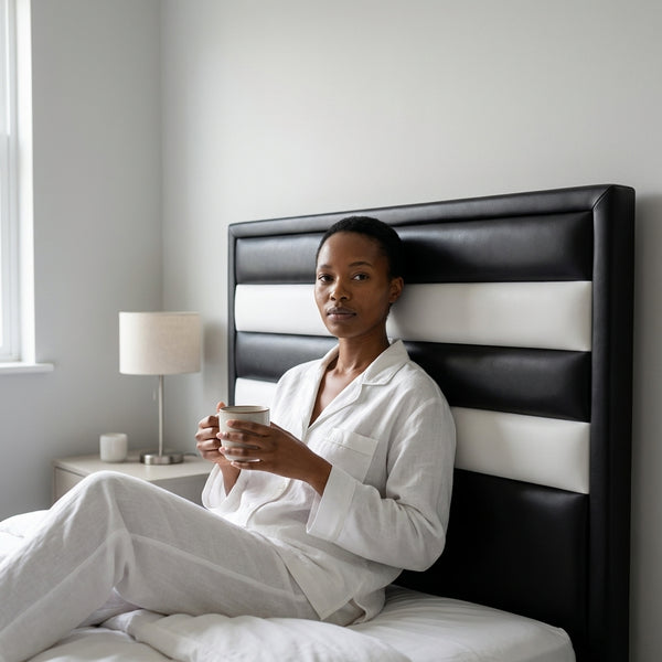 Black Upholstered Panel Headboard for Bedroom