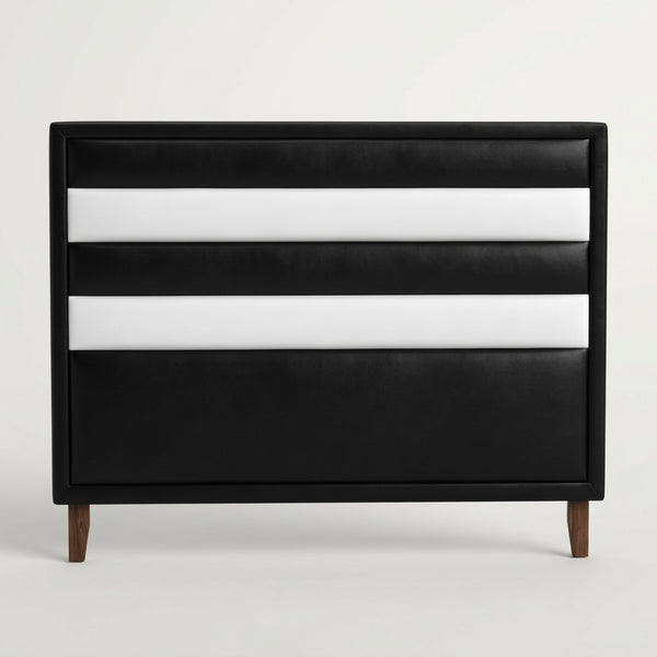 Black Upholstered Panel Headboard for Bedroom