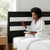 Black Upholstered Panel Headboard for Bedroom
