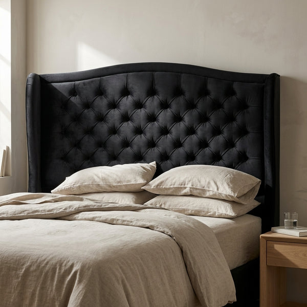 Arched Button-Tufted Wingback Headboard