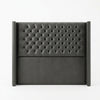 Button-Tufted Wingback Charcoal Headboard