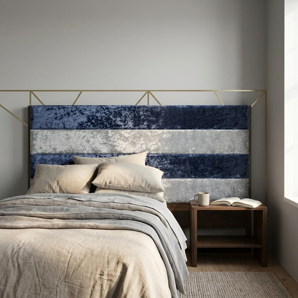 Modern Striped Upholstered Headboard with Wooden Frame