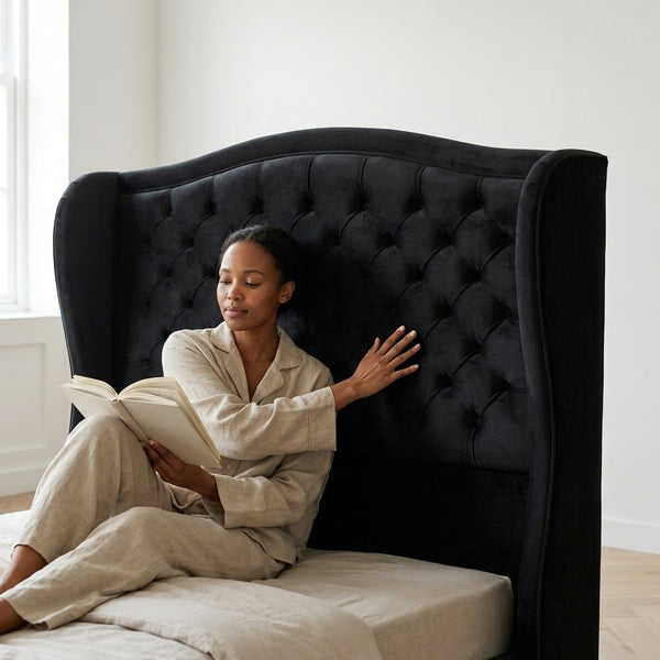 Arched Button-Tufted Wingback Headboard