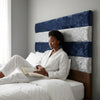 Modern Striped Upholstered Headboard with Wooden Frame