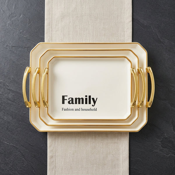 Cream White Rectangular Luxury Serving Tray