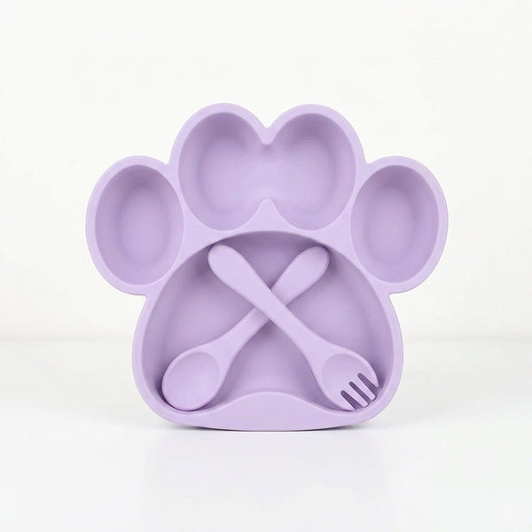Bear Paw Shape Silicone Baby Feeding Plate Set