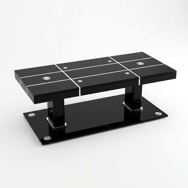 Black Glass TV Stand with Modern Design