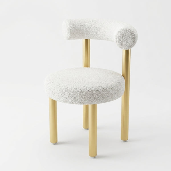 Sherpa Fabric Side Chair with Barrel Backrest