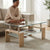 Glass Coffee Table with Wooden Accent