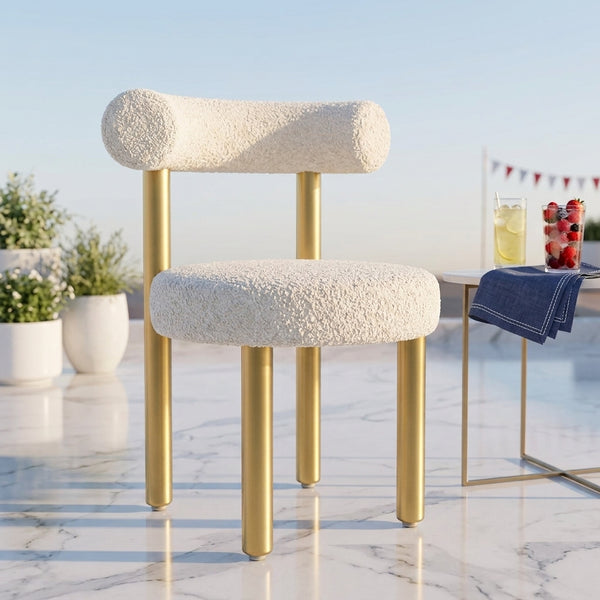 Sherpa Fabric Side Chair with Barrel Backrest