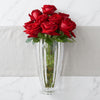Ribbed Crystal Glass Flower Vase with Scalloped Rim