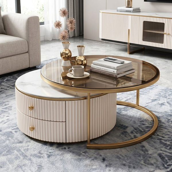 Nesting Coffee Table with Drawers