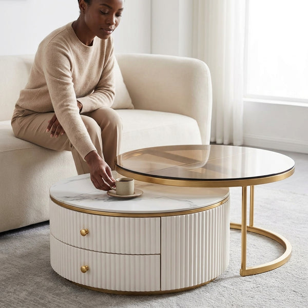 Nesting Coffee Table with Drawers