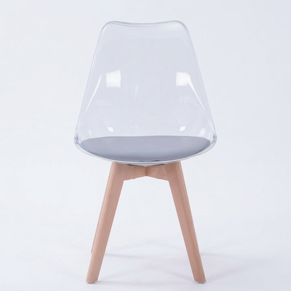 Transparent Acrylic Chair with Solid Wood