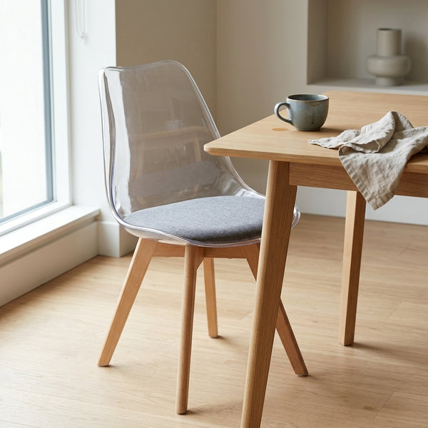 Transparent Acrylic Chair with Solid Wood
