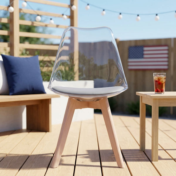 Transparent Acrylic Chair with Solid Wood