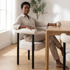 Beige Barrel Dining Chair (Linen Upholstery)