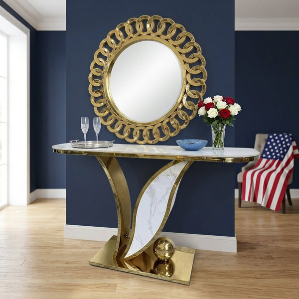 Prestige Golden Marble Console Table