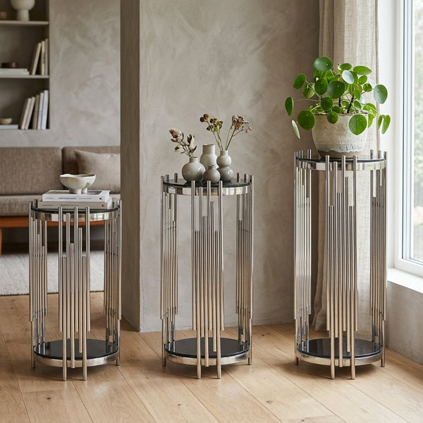 3 Piece Silver Display Stands for Home Living