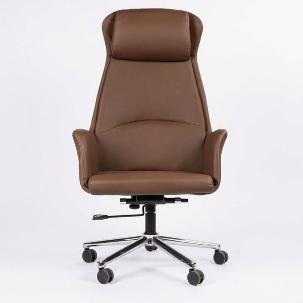 Brown Faux Leather Ergonomic Chair
