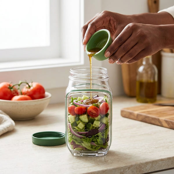 Glass Salad Jar Meal Prep Container with Lid