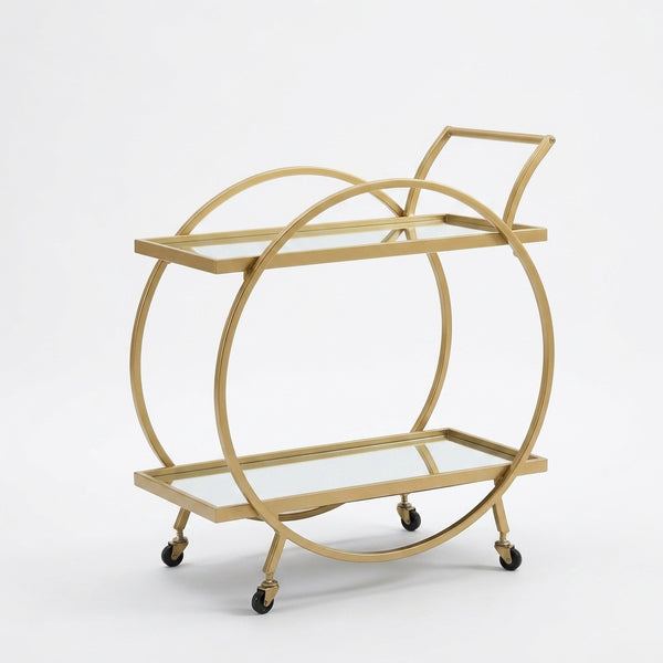 Double-Level Gold Bar Cart for Serving