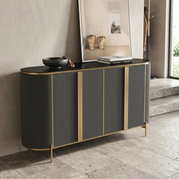 Italian Style Luxury Black Gold Dining Room Sideboard