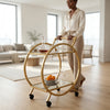 Double-Level Gold Bar Cart for Serving