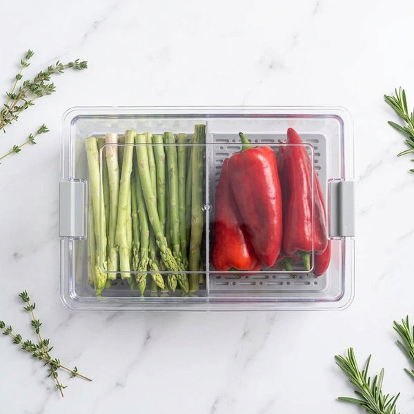 Two-Compartment Fruit & Vegetable Storage Box