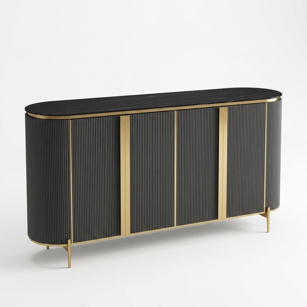 Italian Style Luxury Black Gold Dining Room Sideboard
