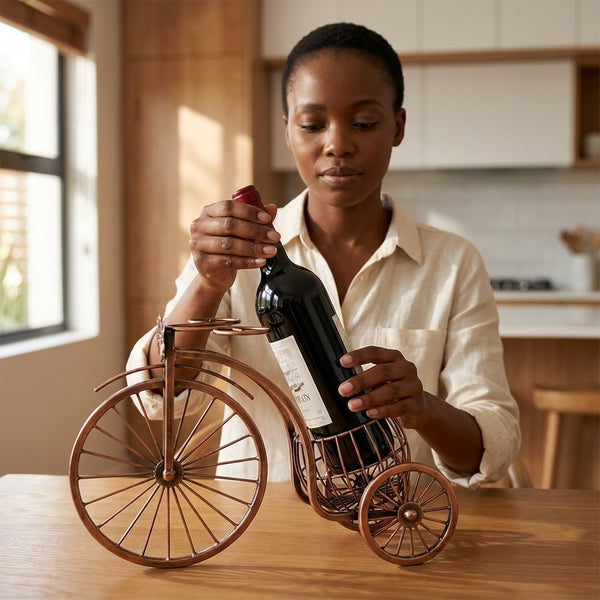 Retro Bicycle Wine Glass Holder and Fruit Basket Display Rack