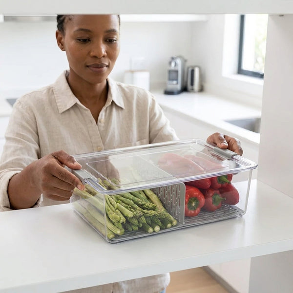 Two-Compartment Fruit & Vegetable Storage Box