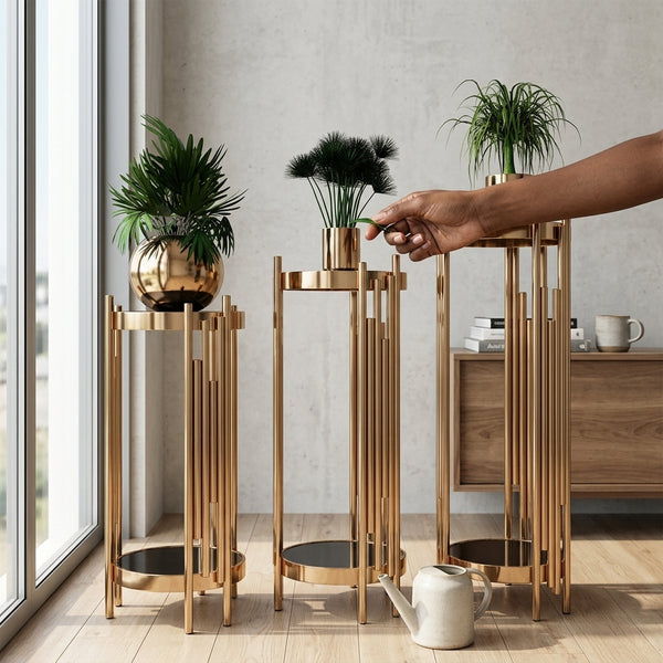 3 Piece Gold Display Stands for Home Living