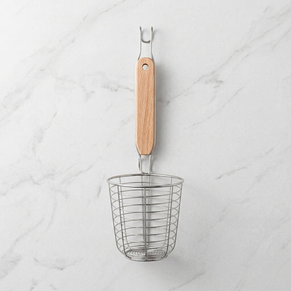 Stainless Steel Frying Basket with Wooden Handle