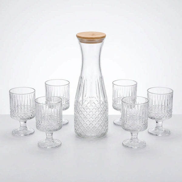 7-Piece Diamond Pattern Glass Water Set