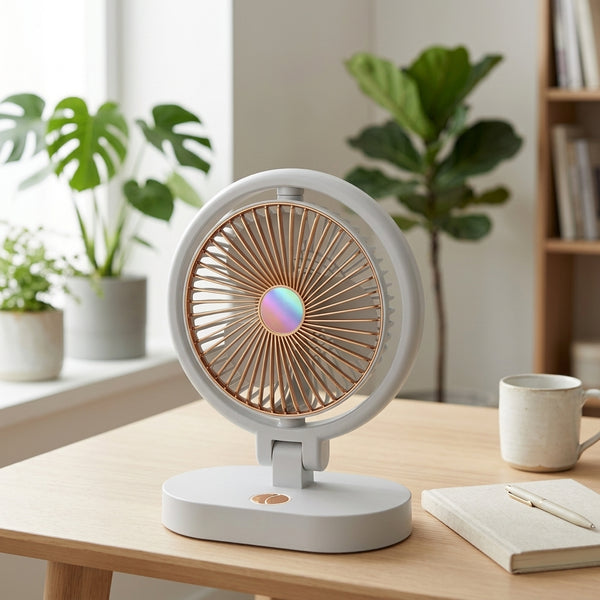 Electric Desktop Fan with LED Light