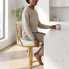 Adjustable Bar Stool with Boucle Seat and Gold Frame