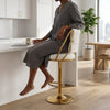 Adjustable Bar Stool with Boucle Seat and Gold Frame