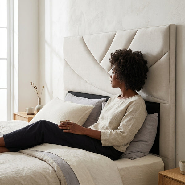 Unique Curved Fan-Panel Headboard for Organic Bedrooms