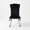 Black Velvet Upholstered Dining Chair with Silver Legs