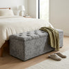 Button-Tufted Crushed Velvet Blanket Box