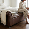 Button-Tufted Rolled-Arm Storage Bench