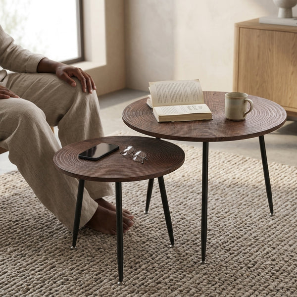 Stylish Round Nesting Coffee Table Set