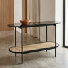 Stylish Modern Console Table with Woven Storage Shelf