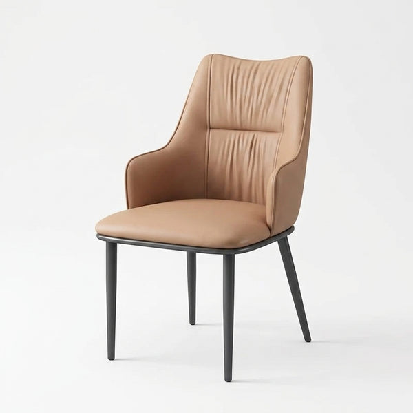 Nordic Leather Dining Chair with Metal Legs