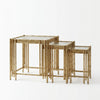 3-Piece Nesting Side Table Set with Decorative Metal Frame