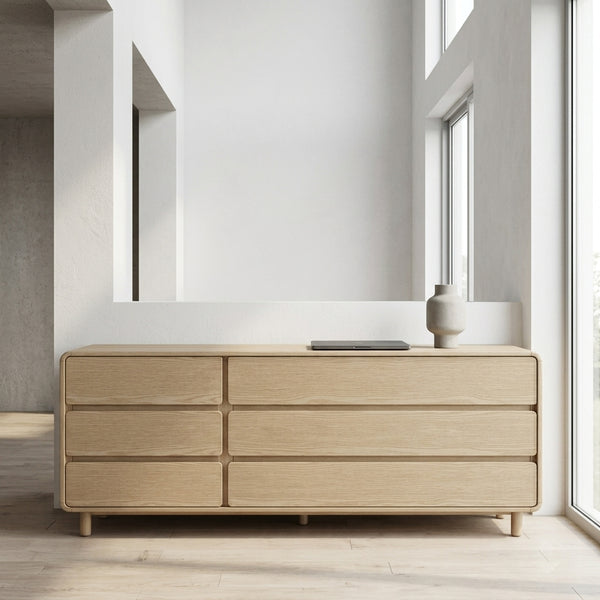 Sleek 6-Drawer Modern Wooden Dresser for Organized Spaces